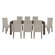 Classic 9pc Dining Set Dark Brown Finish Table and 8x Side Chairs Comfort Upholstery Taupe Dining Kitchen Furniture
