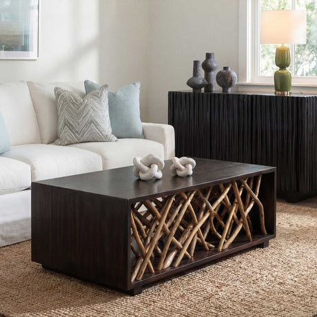 Teak Maze Coffee Table Woodtone - Light Brown / Dark Brown by Uttermost - View 2