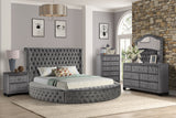 HAZEL Queen 5 Pc Tufted Upholstery Bedroom Set Made with Wood In Gray(CA INVENTORY)
