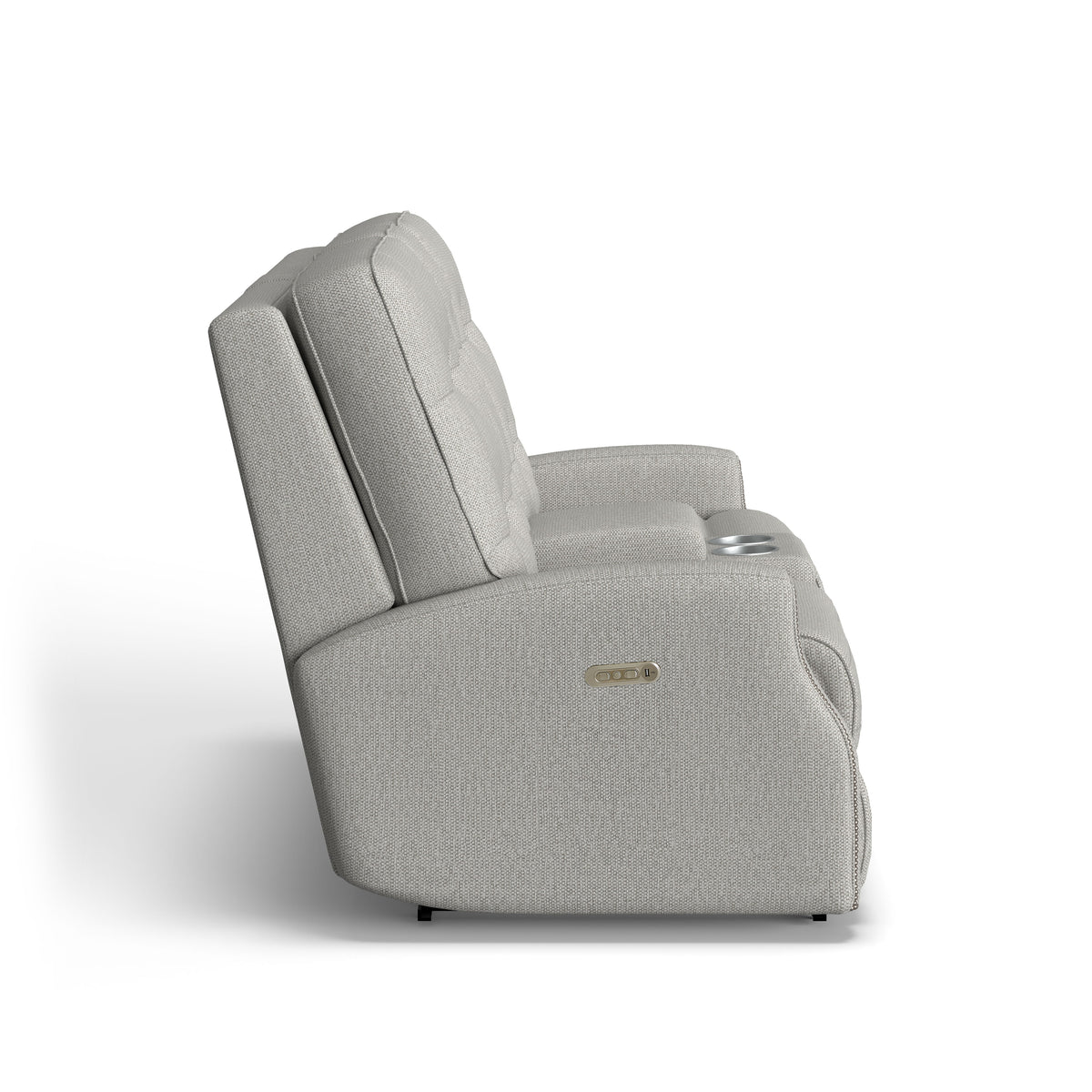 Devon Transitional Fabric Power Reclining Loveseat With Console, Power Headrests & Nailhead Trim | Flexsteel