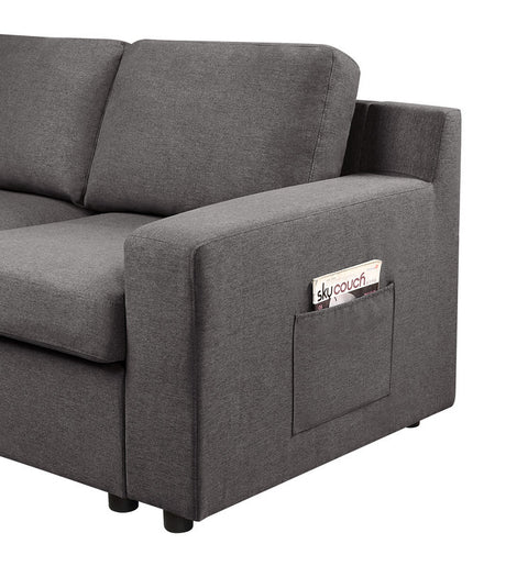 Waylon 145.5' Gray Linen 7-Seater U-Shape Sectional Sofa Chaise with Pocket - sold by Home Elegance USA