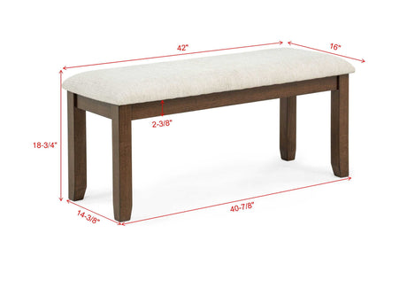 6pc Traditional Wooden Dining Set Rectangular Wooden Table Curve Back Upholstered Chairs Bench Dining Room Furniture Brown - sold by Home Elegance USA