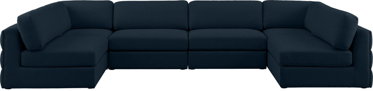 Beckham - Modular Sectional 6 Piece - Navy - Fabric | Home Elegance USA