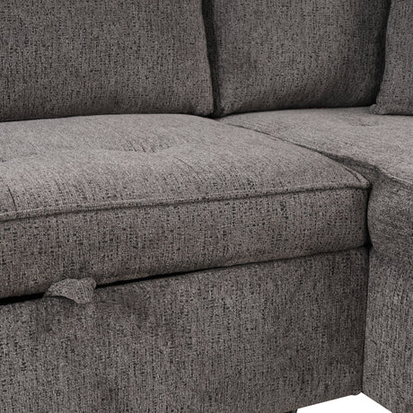 104.5' Modern L-Shape 3 Seat Reversible Sectional Couch, Pull Out Sleeper Sofa with Storage Chaise and 2 Stools for Living Room Furniture Set,Knox Charcoal (old sku:SG000431AAA) - sold by Home Elegance USA