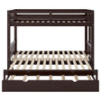 Twin Over Pull-out Bunk Bed with Trundle in Espresso, Pine Wood and MDF, 78.9''L x 116''W x 59.6''H