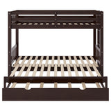 Twin Over Pull-out Bunk Bed with Trundle in Espresso, Pine Wood and MDF, 78.9''L x 116''W x 59.6''H