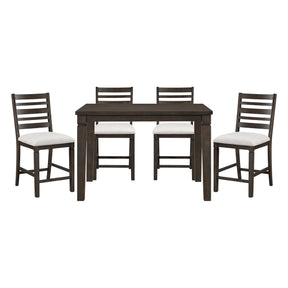 Classic 5pc Counter Height Dining Dark Espresso Finish Extendable Table and Chairs Set Upholstered Seat Wooden Dining Furniture - sold by Home Elegance USA