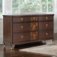1pc Transitional Dresser Round Knobs Gold Capped Legs Dark Cherry Bedroom Furniture UV-Stained Dustproof Cases