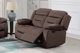 Manual Loveseat 1pc Pillow Arms Plush Backrest Horizontal Tufting USB Port Chocolate Finish Primary Living Room Furniture