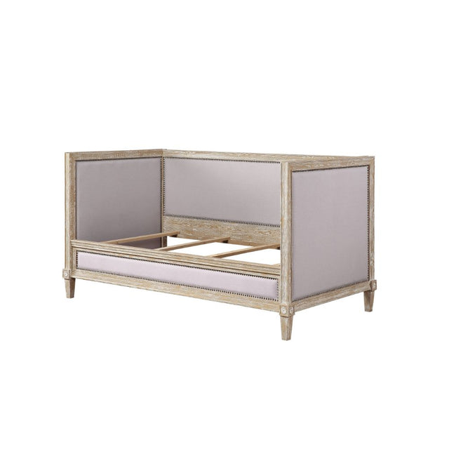 Acme - Charlton Daybed (Twin) 39230 Beige Linen & Weathered Oak Finish