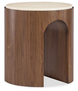 Eleana Marble Top Round End Table Medium Wood - Beige / Dark Brown by Hooker Furniture - View 1