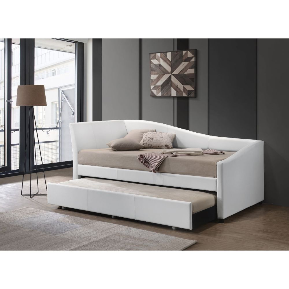 Acme - Jedda Daybed W/Trundle (Twin) 39400 White Synthetic Leather