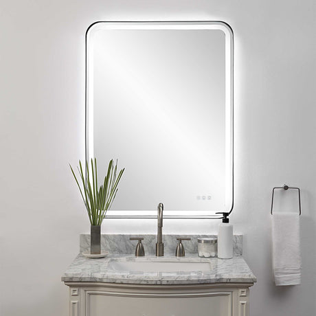 Crofton Lighted Large Mirror - Black by Uttermost - View 2