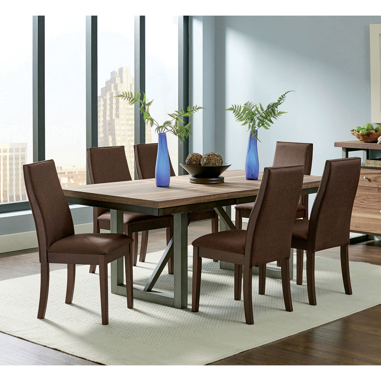 Holloway Natural Walnut and Chocolate 7-piece Dining Set