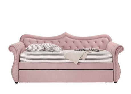 Adkins Daybed W/Trundle (Twin) 39420 Pink Velvet | Acme - 39420 - Home Elegance USA - 3