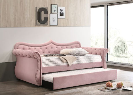 Adkins Daybed W/Trundle (Twin) 39420 Pink Velvet | Acme - 39420 - Home Elegance USA - 4