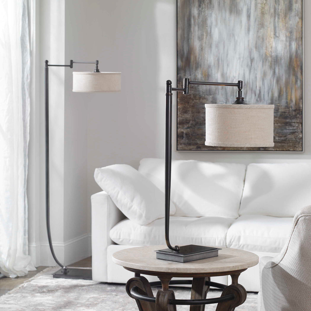 Lamine Floor Lamp Dark Bronze - Bronze / Beige by Uttermost - View 4