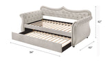 Adkins Daybed W/Trundle (Twin) 39430 Beige Velvet | Acme - 39430 - Home Elegance USA - 5