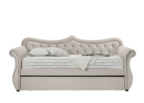 Adkins Daybed W/Trundle (Twin) 39430 Beige Velvet | Acme - 39430 - Home Elegance USA - 3