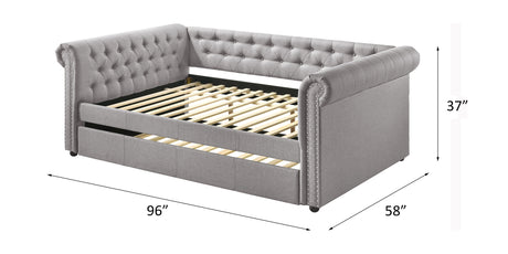 Acme - Justice Daybed W/Trundle (Full) 39435 Smoke Gray Fabric