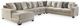 Ashley Pewter Ardsley 39504S7 5 - Piece Sectional with Chaise - Chenille - 39504S7 - Home Elegance USA - 1