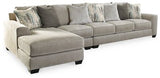 Ashley Pewter Ardsley 39504S4 3 - Piece Sectional with Chaise - Chenille - 39504S4 - Home Elegance USA - 1