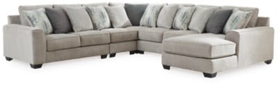 Ashley Pewter Ardsley 39504S16 5 - Piece Sectional with Chaise - Chenille | Home Elegance USA