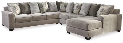 Ashley Pewter Ardsley 39504S2 4 - Piece Sectional with Chaise - Chenille | Home Elegance USA