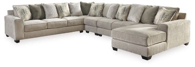 Ashley Pewter Ardsley 39504S8 5 - Piece Sectional with Chaise - Chenille | Home Elegance USA