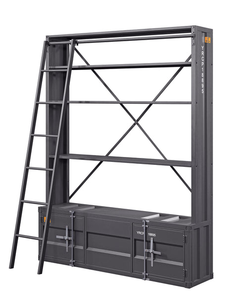 Acme - Cargo Bookcase W/Ladder 39887 Gunmetal