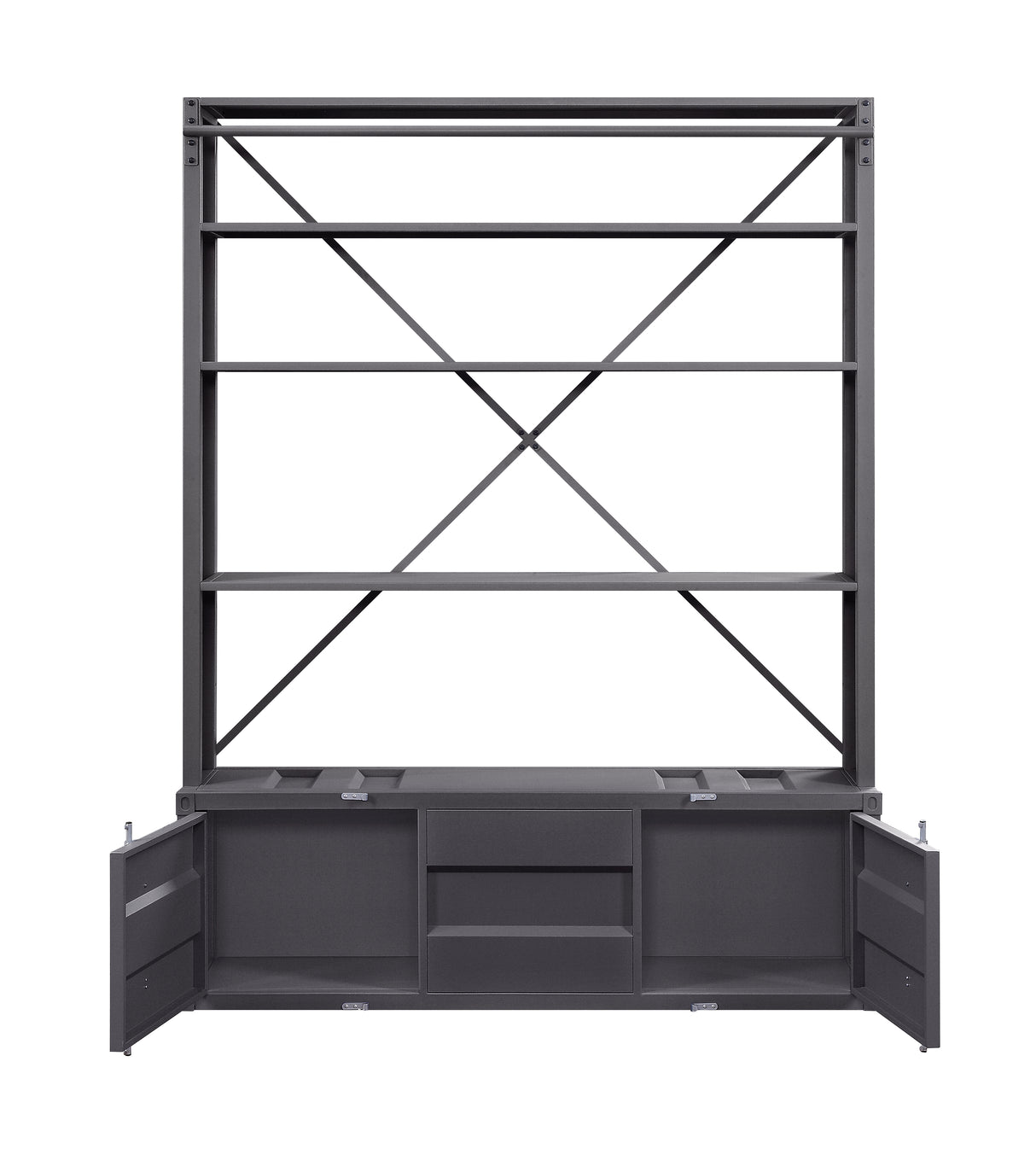 Acme - Cargo Bookcase W/Ladder 39887 Gunmetal