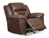 Ashley Chocolate Stoneland Rocker Recliner - Faux Leather | Home Elegance USA