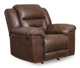 Ashley Chocolate Stoneland Rocker Recliner - Faux Leather | Home Elegance USA