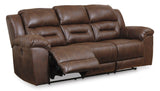 Ashley Chocolate Stoneland Reclining Power Sofa - Faux Leather | Home Elegance USA