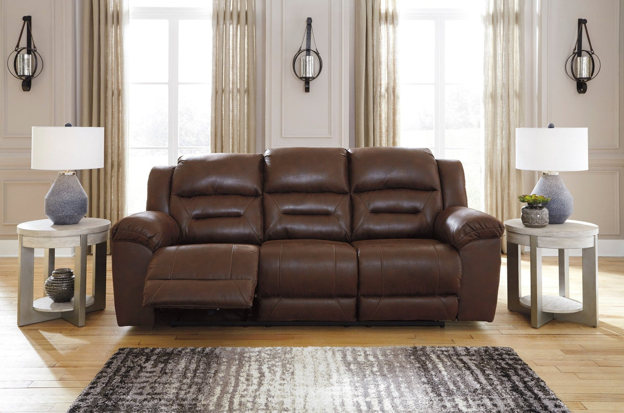 Ashley Chocolate Stoneland Reclining Power Sofa - Faux Leather - 3990487 - Home Elegance USA - 4