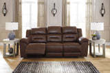 Ashley Chocolate Stoneland Reclining Sofa - Faux Leather | Home Elegance USA