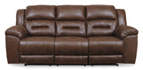 Ashley Chocolate Stoneland Reclining Power Sofa - Faux Leather | Home Elegance USA