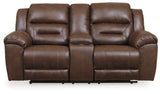 Ashley Chocolate Stoneland DBL Rec Loveseat w/Console - Faux Leather - 3990494 - Home Elegance USA - 1