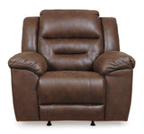 Ashley Chocolate Stoneland Rocker Recliner - Faux Leather | Home Elegance USA