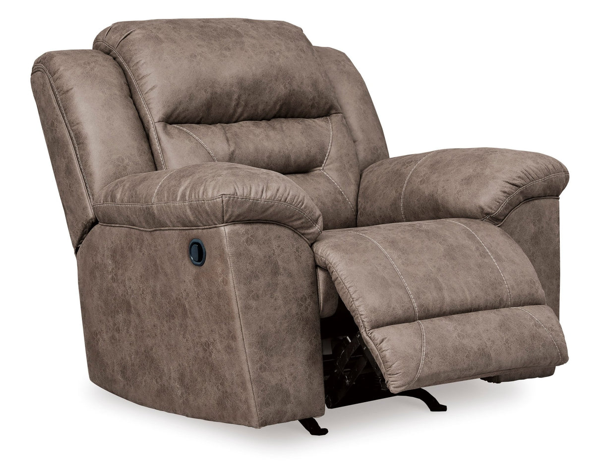 Ashley Fossil Stoneland Rocker Recliner - Faux Leather | Home Elegance USA