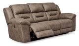 Ashley Fossil Stoneland Reclining Power Sofa - Faux Leather | Home Elegance USA