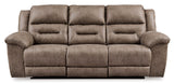 Ashley Fossil Stoneland Reclining Power Sofa - Faux Leather | Home Elegance USA