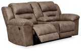 Ashley Fossil Stoneland DBL Rec Loveseat w/Console - Faux Leather - 3990594 - Home Elegance USA - 1