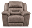 Ashley Fossil Stoneland Power Rocker Recliner - Faux Leather | Home Elegance USA