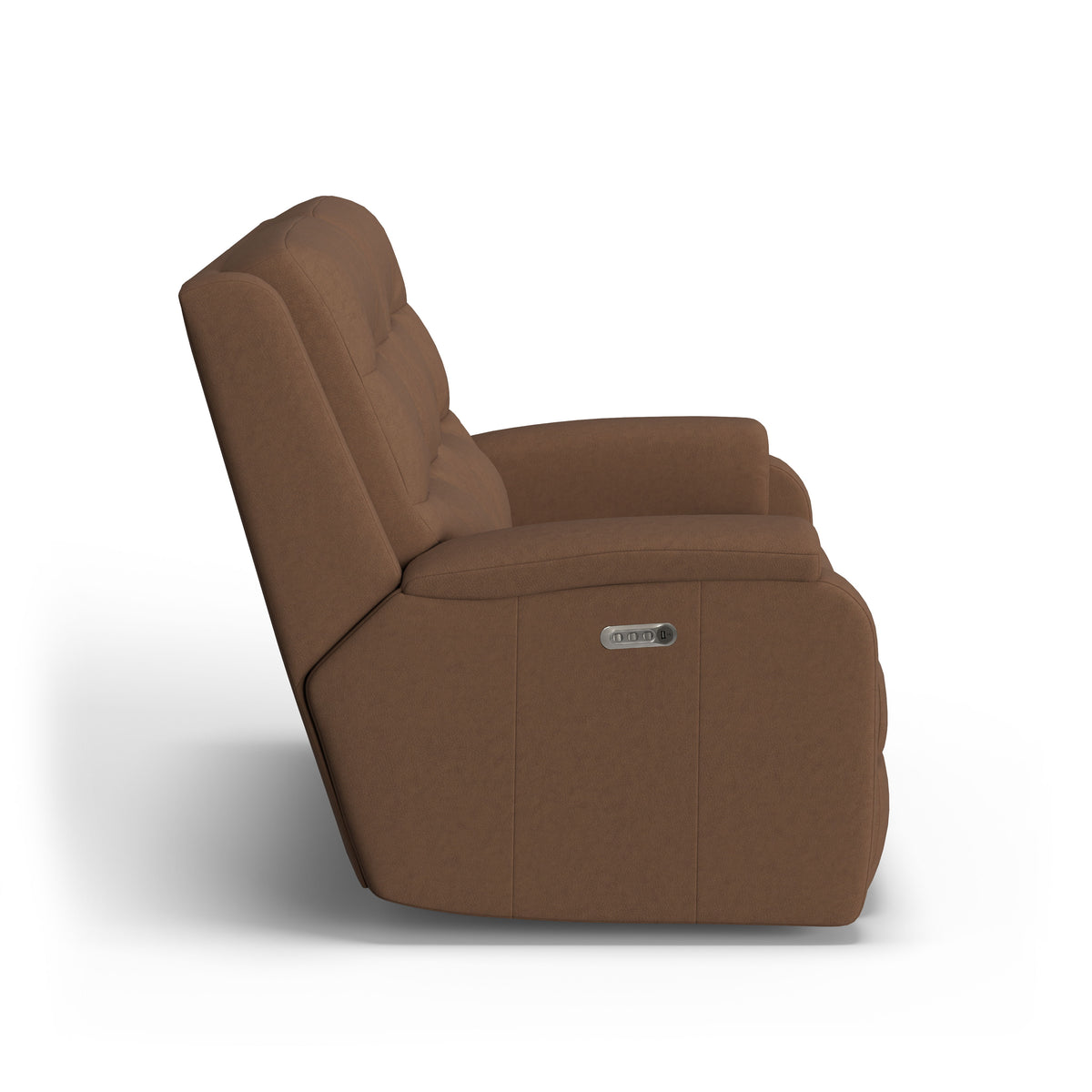 Arlo Transitional Leather Power Reclining Loveseat, Power Headrests & Lumbar | Flexsteel