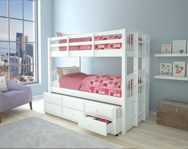 Acme - Micah Twin/Twin Bunk Bed W/Trundle & Storage 39995 White Finish