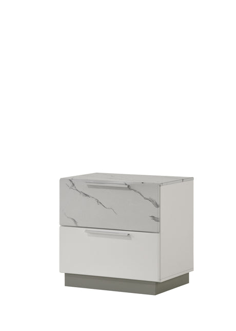 Mist Queen 5-Piece Set – Two-Tone High-Gloss Marble & Lacquer Finish with LED Lighting, Spacious Velvet-Lined Storage White (NJ Inventory) - sold by Home Elegance USA