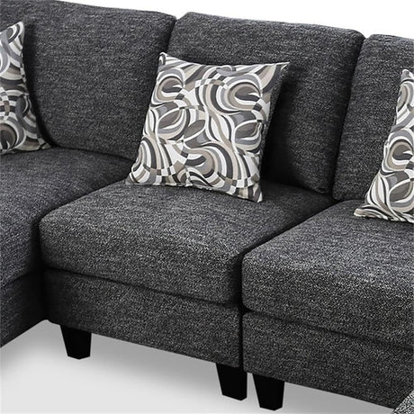 Gray Chenille 5pc Sectional Set Living Room Furniture Pillows Armless Chair Ottoman Chaise Plush Couch Sectionals - sold by Home Elegance USA