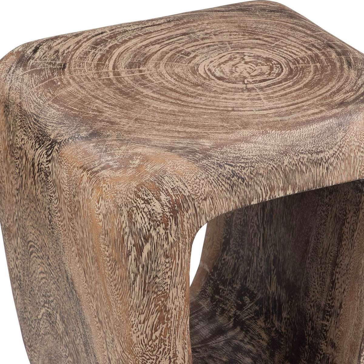 Loophole Bleached Wash Accent Stool - Dark Brown by Uttermost - View 7