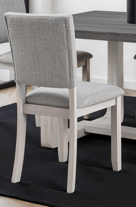 Transitional Style 5pc Dining Set Gray Upholstered Fabric Chairs Dining Table Trestle Base Table 4x Side Chairs Dining Room - sold by Home Elegance USA